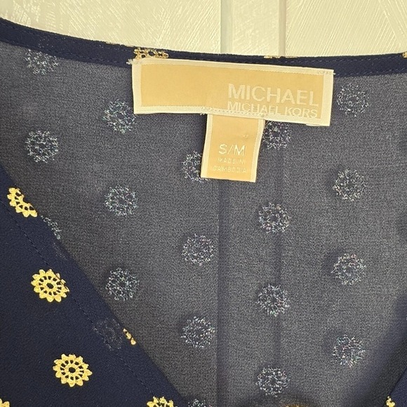 Michael Kors Women's Embellished Caftan Tank Camisole Gold Polka Dot Top Sz S/M - Picture 2 of 8